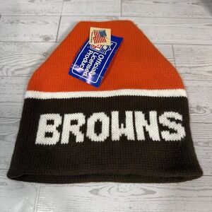 VTG NFL Cleveland Browns‎ Football Beanie Skull Cap Knit Hat Toboggan Orlon NWT